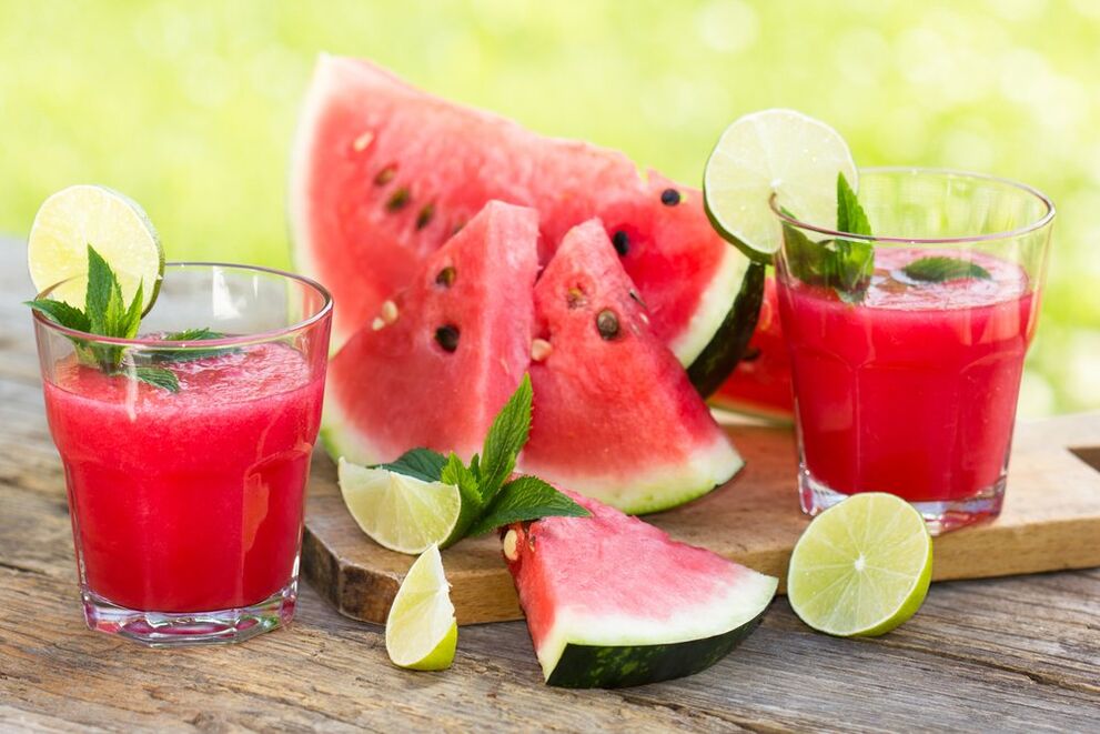 Watermelon slices and fresh watermelon in the diet menu